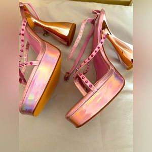 Vivianly pink platform sandals